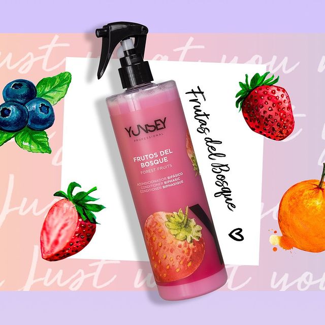 Trio pour cheveux secs shampoing + masque + spray démêlant Aromatique YUNSEY Parfum FRAISE et fruits des bois