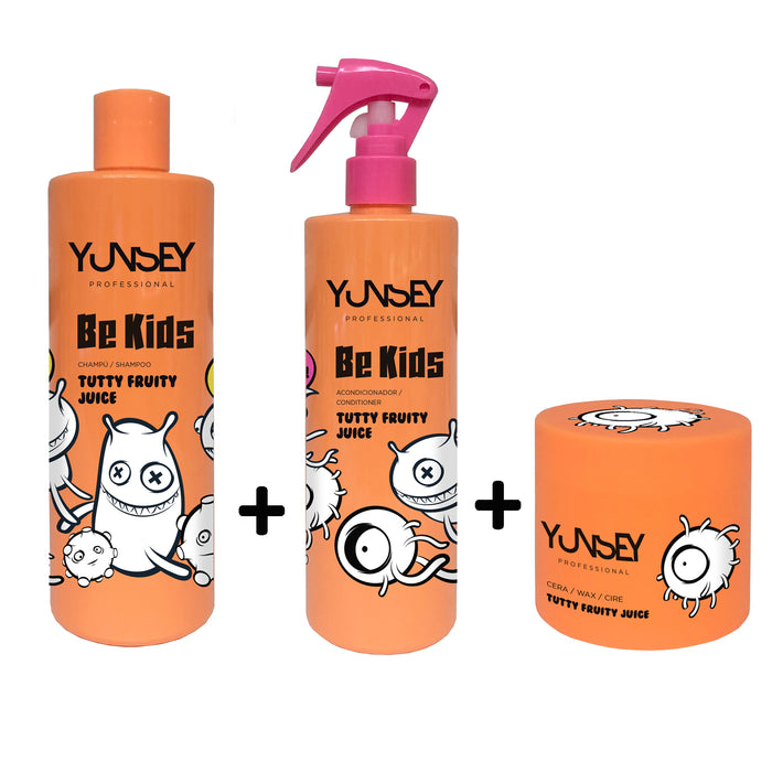 Pack de 3 produits pour enfants shampoing, démêlants et cire